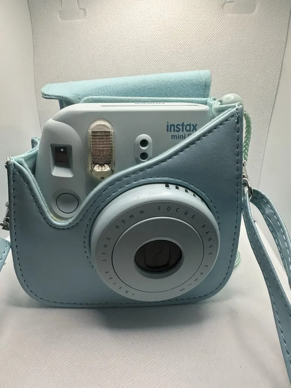 FUJIFILM Instax Mini 8 Blue Instant Film Camera Retro Cam w Strap And Case